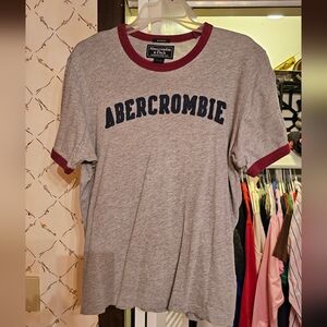 Vintage Abercrombie Gray and Red Ringer Tee